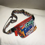 Red Fashion Casual Graffiti Print Chest Bag