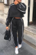 Black Casual Solid Patchwork O Neck Long Sleeve Two Pieces