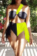 Fluorescent Green Fashion Sexy Patchwork Tassel Backless Swimwears Set