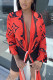 Red Sexy Casual Print V Neck Tops