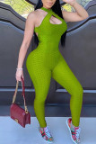 Green Fashion Sexy Backless Sleeveless Hanging neck Jumpsuits