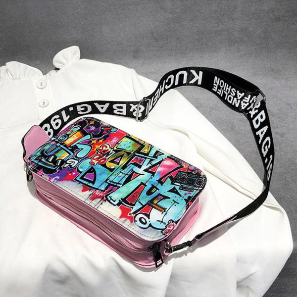 Pink Fashion Geometric Print Bag Accessories