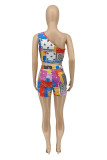 Colour Sexy Casual Print Backless Sleeveless Two Pieces