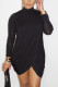 Black Sexy Solid O Neck Irregular Dress Dresses