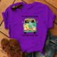 Purple Casual Print Patchwork O Neck Tops
