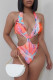 Red Fashion Sexy Print Backless Strap Design Swimwears