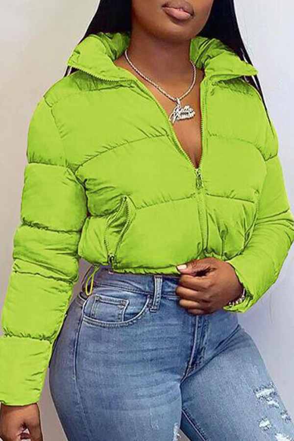 Light Green Casual Solid Tie-dye Mandarin Collar Outerwear