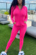 rose red Sportswear Solid Patchwork Hooded Collar Long Sleeve Regular Sleeve Regular Two Pieces
