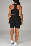 Red Sportswear Solid Patchwork O Neck Sleeveless Two Pieces