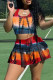 Red Sexy Casual Tie Dye Printing U Neck Sleeveless Two Pieces