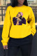 Yellow Fashion Casual Print Basic O Neck Tops