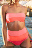 Red Sexy Color Block Split Joint Swimwears