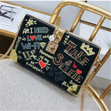 Black Fashion Casual Letter Print Messenger Bags