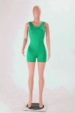 Green Fashion Sexy Solid Polyester Sleeveless Slip