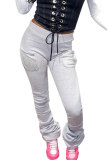 Black White Black Grey Wine Red Elastic Fly Sleeveless Mid Patchwork Solid Draped Straight Pants Bottoms