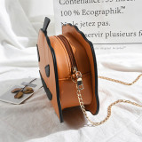 Brown Fashion Casual Patchwork Pumpkin Crossbody Bag