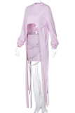 Purple Street Solid Ripped Half A Turtleneck Tops