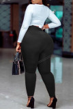 Red Casual Sportswear Solid Basic Skinny High Waist Trousers