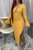 Blue Sexy Solid Split Joint O Neck Irregular Dress Dresses