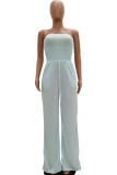 Apricot Fashion Casual Solid Draped Cotton Sleeveless Wrapped Jumpsuits
