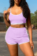 Purple Sexy Solid Patchwork Spaghetti Strap Sleeveless Two Pieces