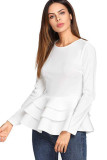 White O Neck Long Sleeve asymmetrical Solid Patchwork