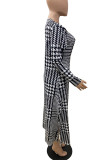 Black Work Daily Polyester Plaid Print Outerwear