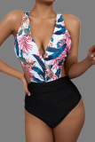 Red Sexy Print Bandage Split Joint Swimwears