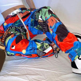 Multicolor Fashion Casual Print Pants Regular Trousers