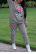 Grey Work Daily Letter Print Hooded Collar Long Sleeve Two Pieces