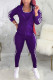 Purple Sexy Solid O Neck Long Sleeve three- Piece set