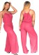 Red Backless Patchwork Fashion sexy Jumpsuits & Rompers