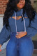 Blue Casual Solid Patchwork O Neck Tops