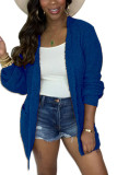 Blue Fashion Daily Adult Acetate Fiber Solid Cardigan O Neck Outerwear