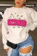 White Fashion Casual Letter Print Basic O Neck Tops