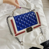 Blue Fashion Casual Patchwork Messenger Bag