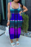 Red Sexy Print Patchwork U Neck Pencil Skirt Dresses