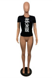 White Fashion Sexy Print Hollowed Out O Neck T-Shirts