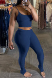 Grey Sexy Solid pencil Sleeveless Two Pieces