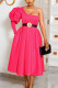 Pink Fashion Casual Solid Without Belt Oblique Collar Dresses