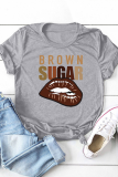 Light Gray Casual Print Patchwork O Neck T-Shirts