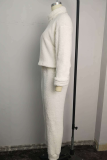 Pink Sexy Solid Patchwork Turtleneck Long Sleeve Two Pieces