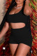Black Casual Sportswear Solid Basic U Neck Sleeveless Two Pieces