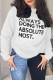 White Casual Letter Print Patchwork O Neck Tops