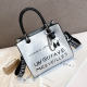 Silver Fashion Casual Letter Print Messenger Bag