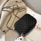 Black Fashion Casual Solid Chain Strap Crossbody Bag