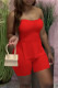 Red Sexy Casual Solid Backless Slit Strapless Sleeveless Two Pieces