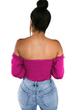 White V Neck Long Sleeve Patchwork crop top Solid