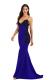 Colorful blue Polyester adult Fashion Sexy Spaghetti Strap Sleeveless Slip Mermaid Floor-Length Patchwork backless