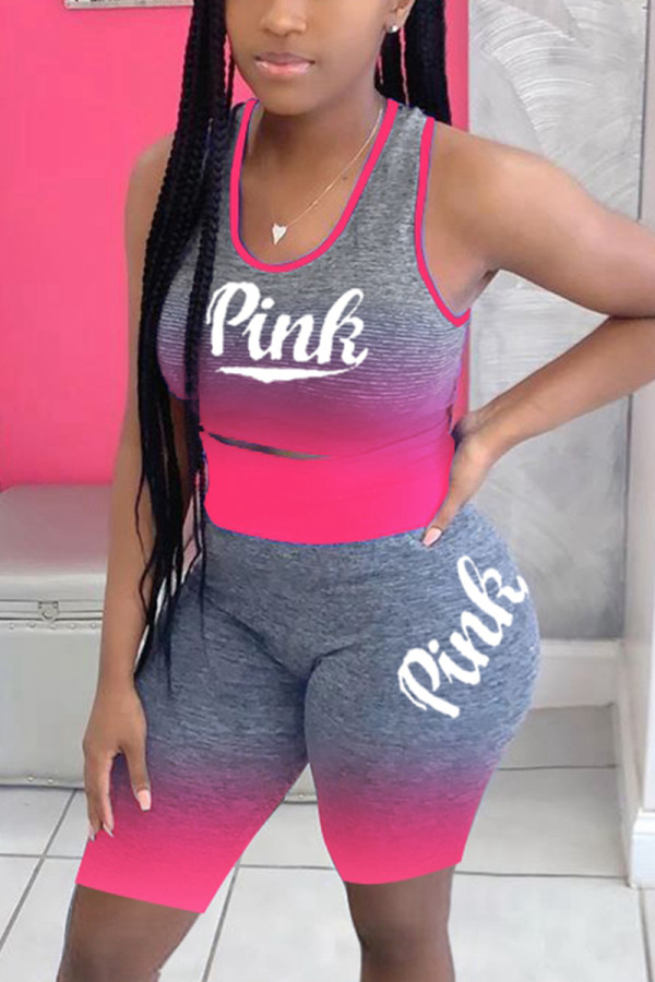 Blue Fashion Casual Letter Printed Sports Set